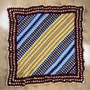 Handmade Crochet Afghan Couch Sofa Throw Leg Blanket 38” x 40” Ruffle Edge NEW